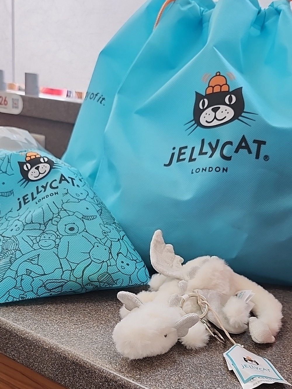Jellycat RARE SNOW DRAGON bag Charm